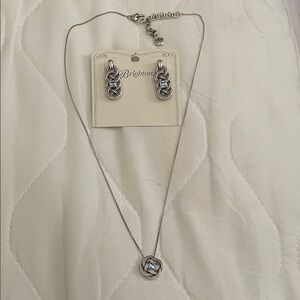 Brighton Silver Knot Pendant Necklace and Earrings Set with Aqua stone